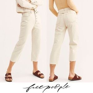 EUC 31 Free People Barrel High Waisted Button Crop Denim